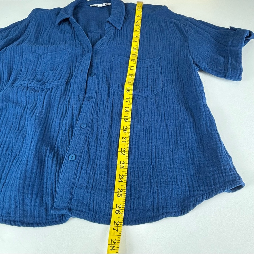 Code Bleu Deep Blue Button-Down 100% cotton Shirt L - Picture 15 of 16